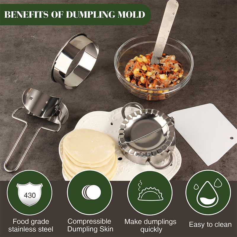 5pcs Dumpling Molds Set Stainless Steel Dumpling Maker with Multiple Mold