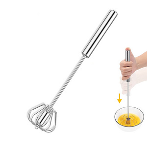 Manufacturer Kitchen Gadget Stainless Steel Semi Automatic Egg Beater Egg Whisk