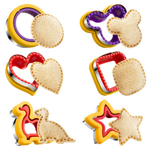 2 Pcs Dinosaur Star Shape Stainless Steel Cookie Sandwich Cutter Molds Set For Kids