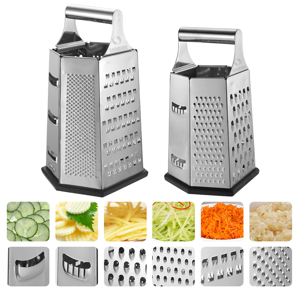 Stainless Steel 6 Sided Multifunctional Cheese Potato Vegetable Box Grater