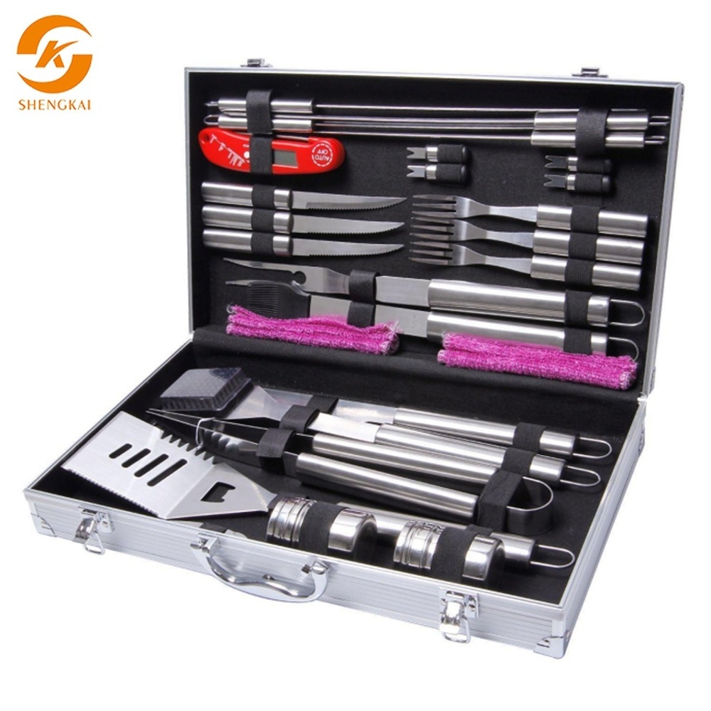 26PCS BBQ Grill Tool Set Barbecue Accessory BBQ Tools bbq tool set grill Snap On Storage Case