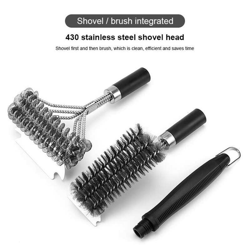 BBQ Grill Cleaning Brush 18 inch Stainless Steel Removable Handle Wire Bristle BBQ Grill Cleaner Accessories Brush Scraper