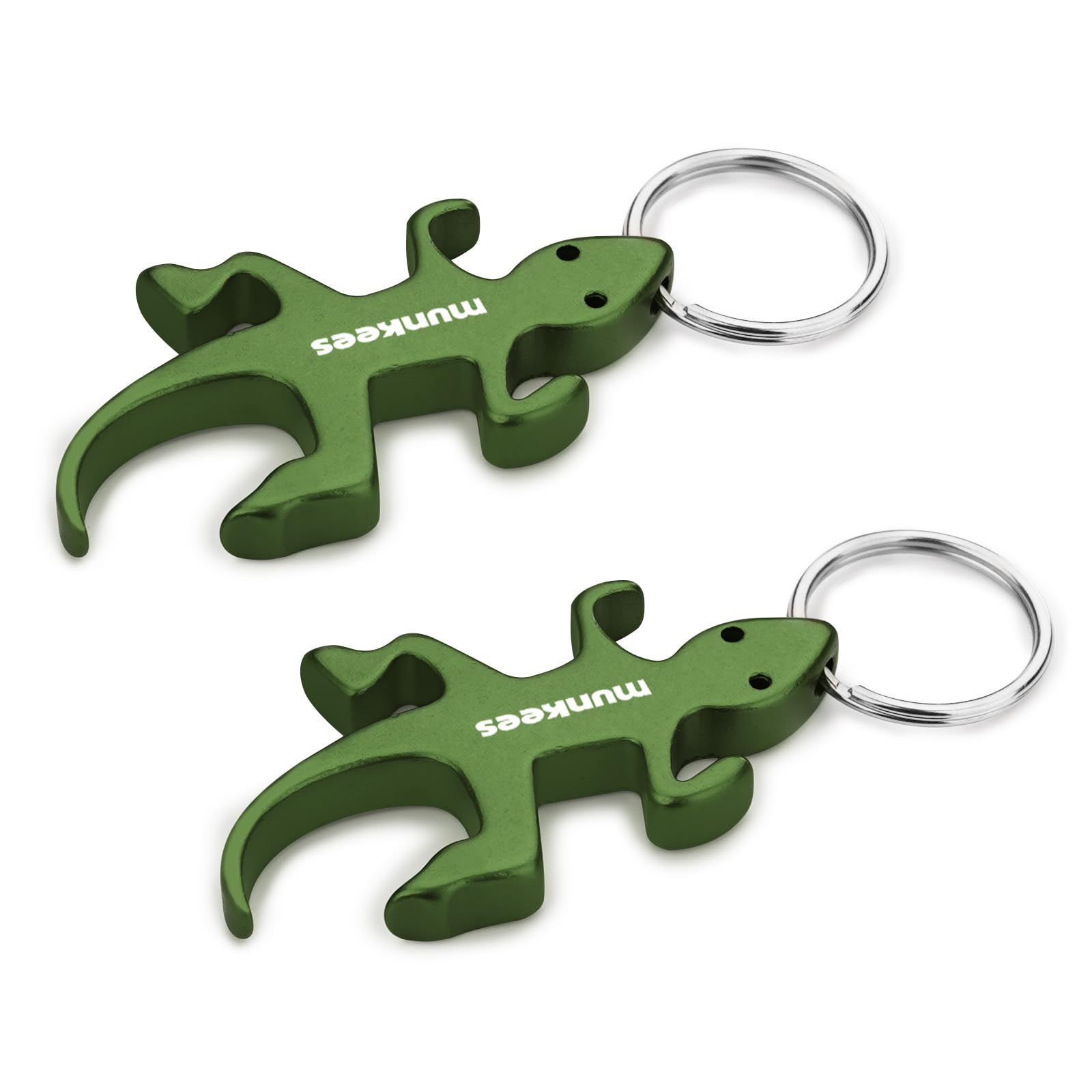 munkees Lizard Bottle Opener Keychain 2 Pack Aluminium Key Beer Opener, Outdoor Travel Accessories Grey