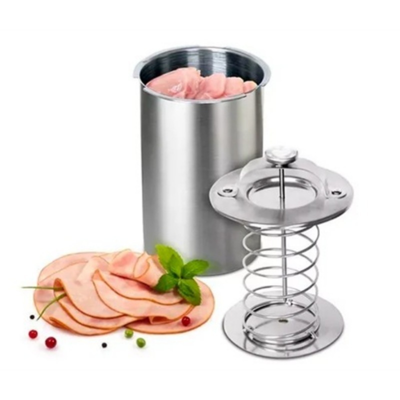 Kitchen Cooking Tools Bacon Ham Maker Metal Ham Press Maker Stainless Steel Meat Press Ham Maker with Thermometer Sandwich Deli