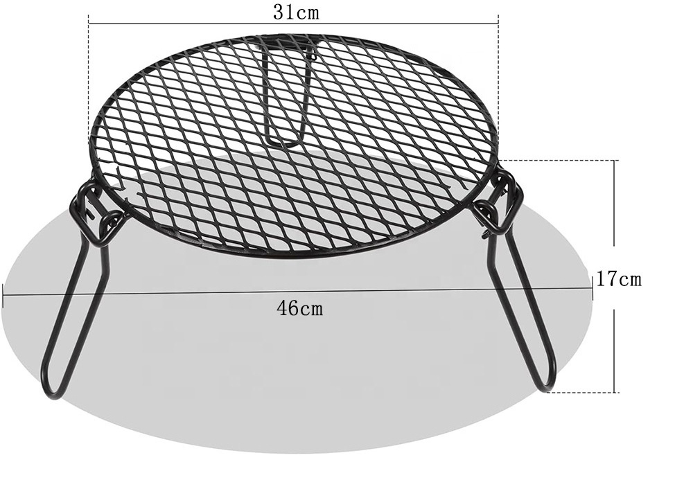 Folding camping grill Heavy steel grille portable fire Campfire grill outdoor open flame cooking ring small