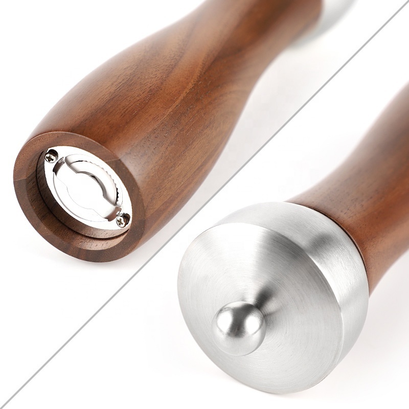 High quality salt and pepper mill walnut wood herb mill with stainless steel lid