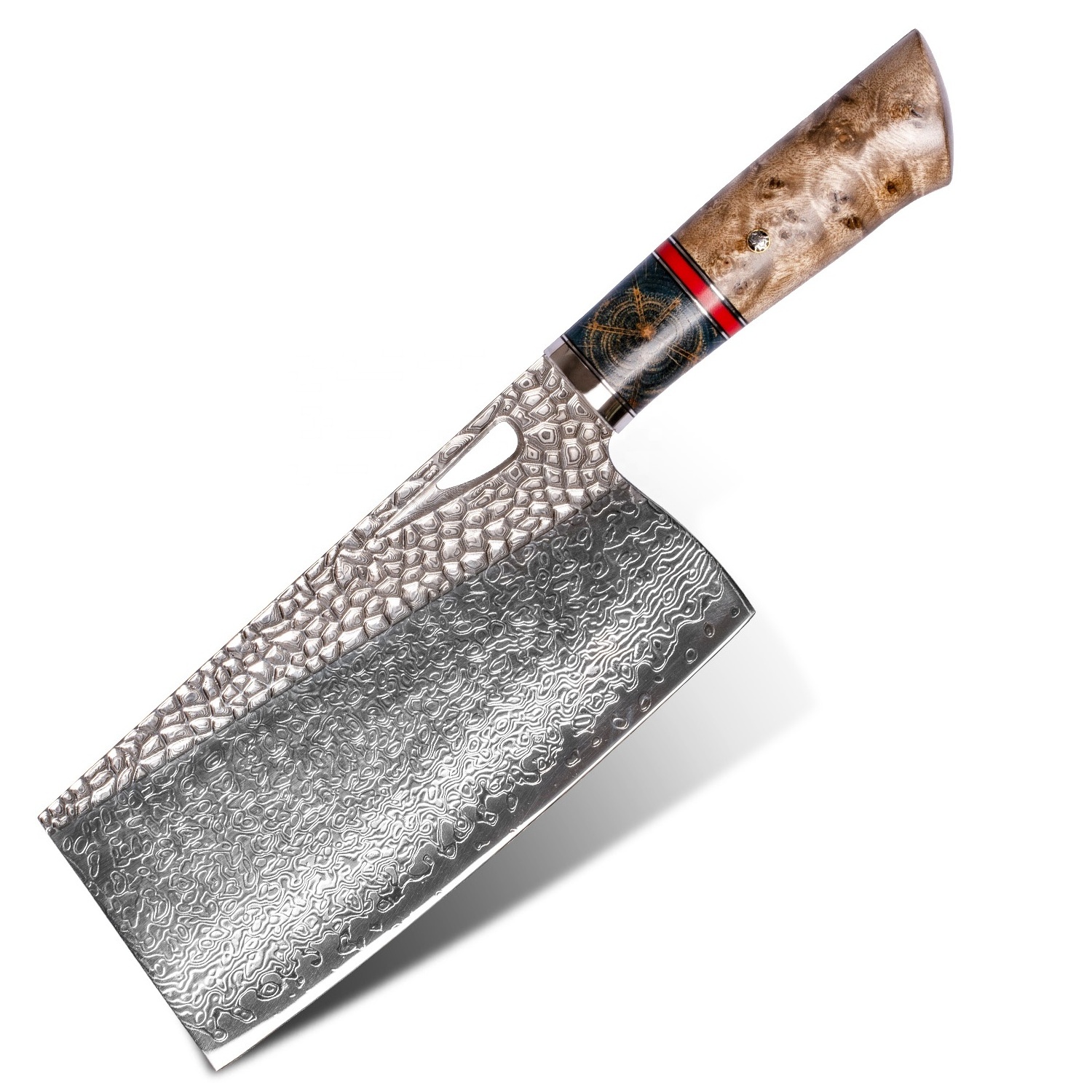 Professional High Quality Hot Damascus Steel Chef Kitchen Cleaver Chopper Knife with Wood Handle