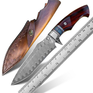 VG10 Damascus Steel Blade Outdoor Survival Hunting Knife Rosewood Fixed Knife Jungle Craft Camping Knife Tool