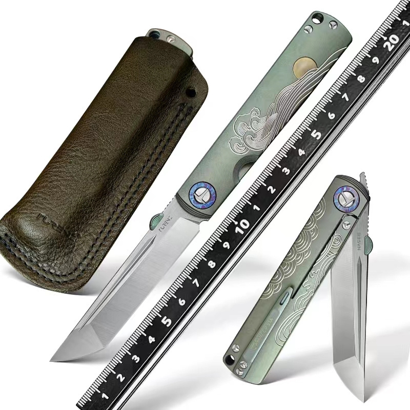 Japanese laser engraving knives outdoor sharp Titanium plating stone washing multipurpose folding Pocket knife