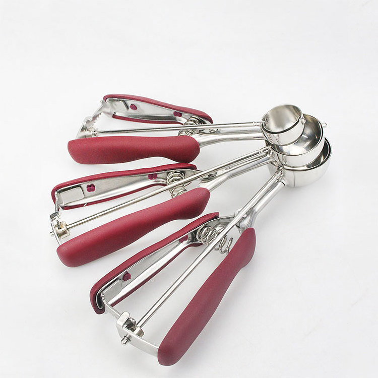 Wholesale Ready To Ship #304 Stainless Steel 3 Pieces Ice Cream Fruit Dessert Scoop Set