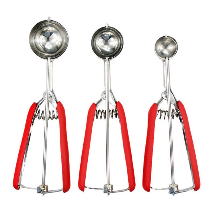 Wholesale Ready To Ship #304 Stainless Steel 3 Pieces Ice Cream Fruit Dessert Scoop Set