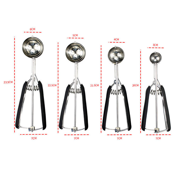 Wholesale Ready To Ship #304 Stainless Steel 3 Pieces Ice Cream Fruit Dessert Scoop Set