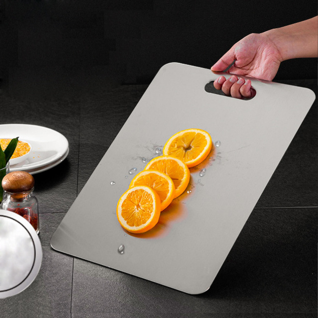 Rectangle Stainless Steel Chopping Blocks SS Kitchen Cutting Boards with Handle