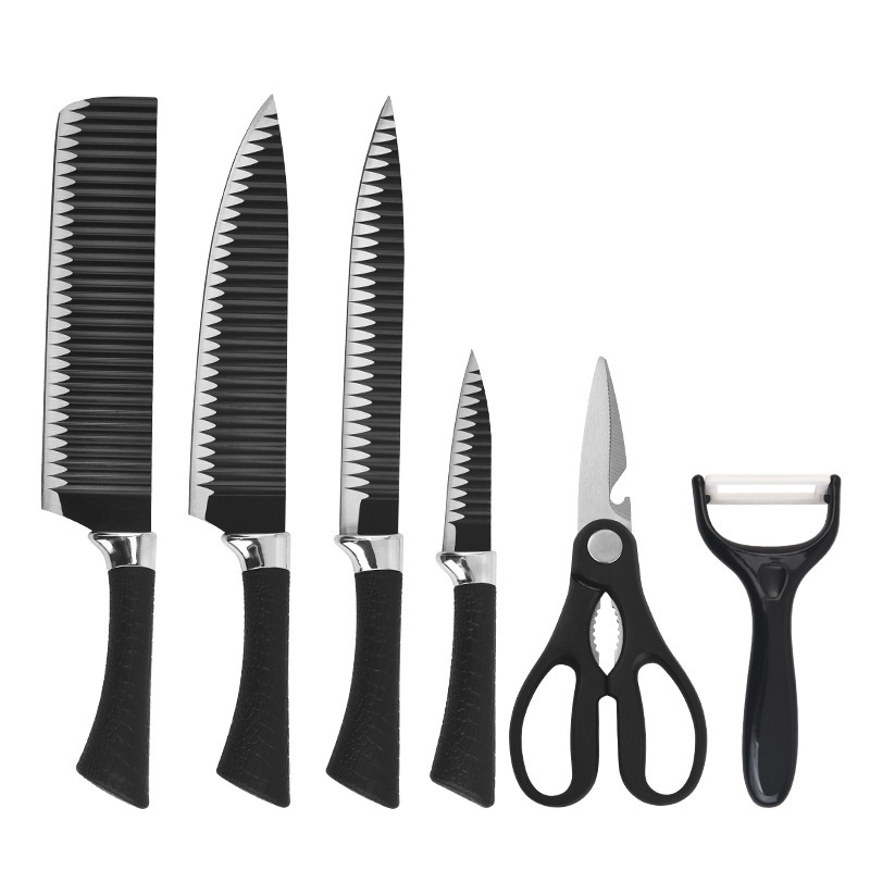 Innovation Unique Products New Ideas 2024 Stainless Steel 6 PCS Kitchen Knife Set With Scissor For Kitchen Accessories