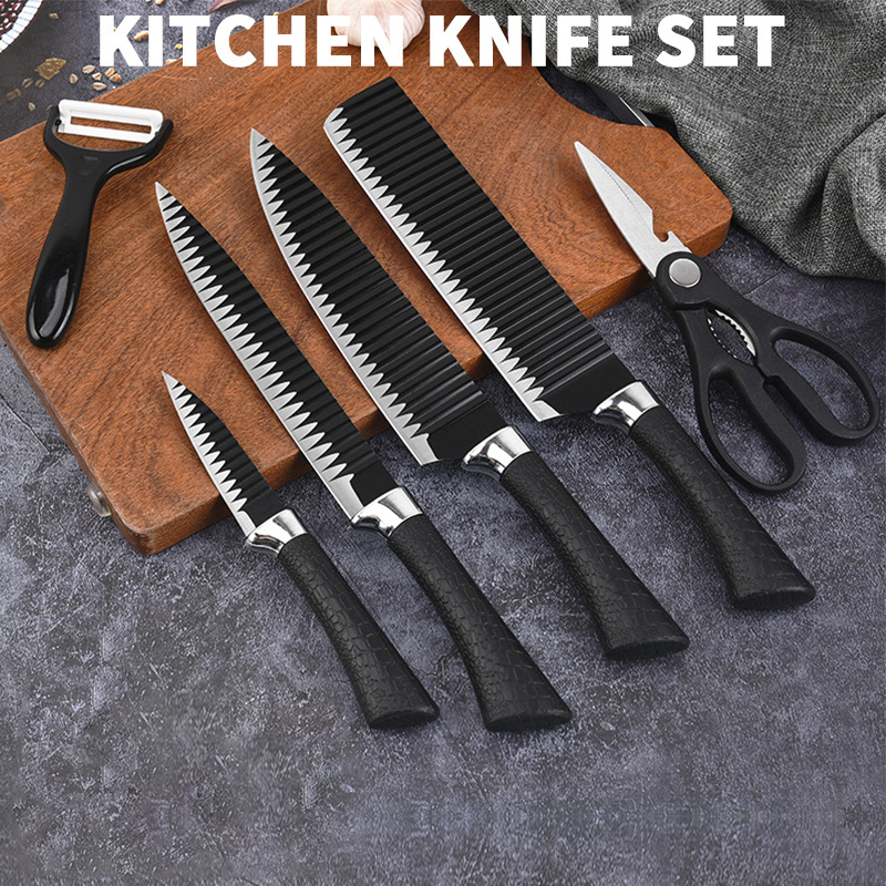 Innovation Unique Products New Ideas 2024 Stainless Steel 6 PCS Kitchen Knife Set With Scissor For Kitchen Accessories