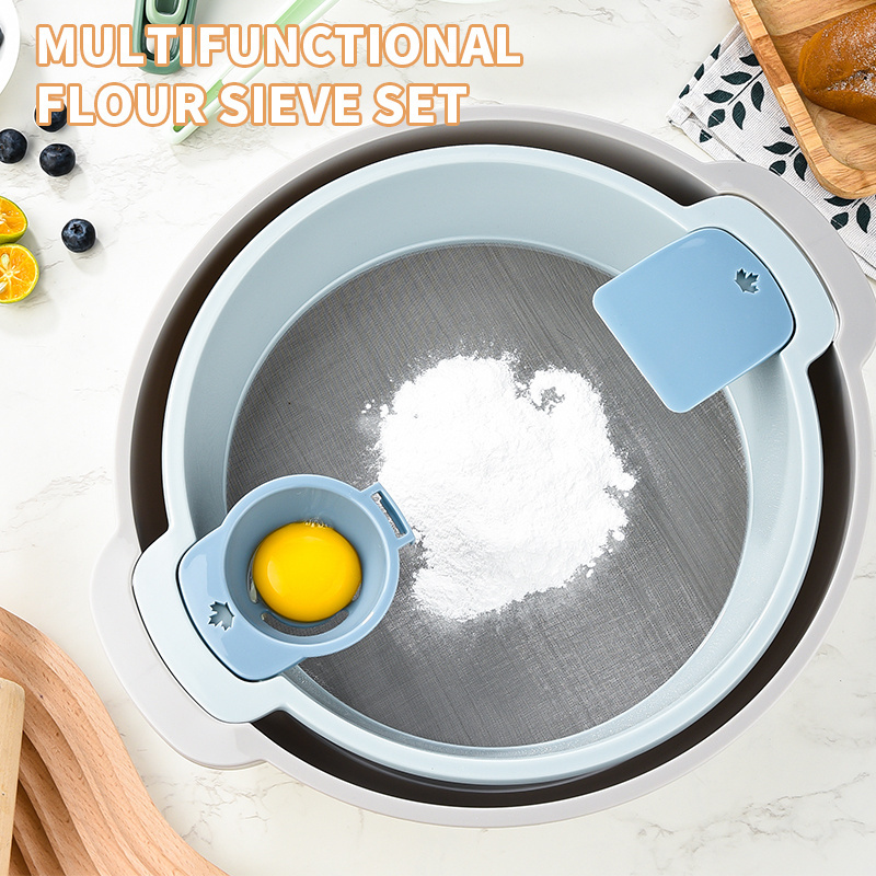 Home Kitchen Accessories Gadget 4 In 1 Multifunctional Large Size Plastic Flour Sieve For Baking Pastry Tools