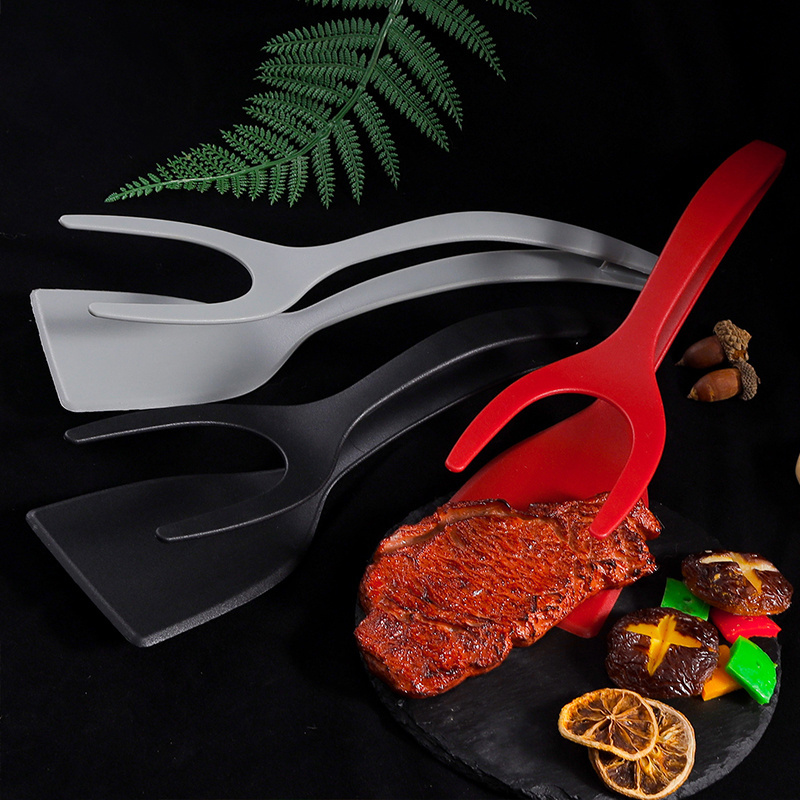 New Product 2024 Gadgets 2 In 1 Nylon Frying Food Clip Spatula Tong  Kitchen Accessories Home Fried Steak And Fish Spatula