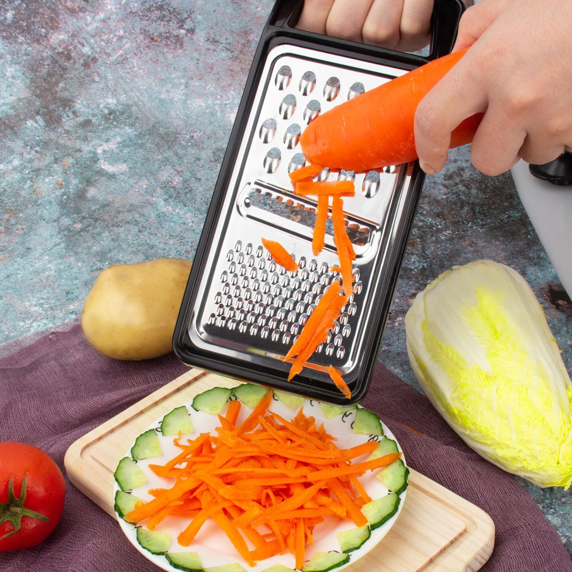 Home Items Smart Gadgets Kitchen Manual Mini Stainless Steel Vegetable Grater With PP Handle For Cutting Vegetables Tool