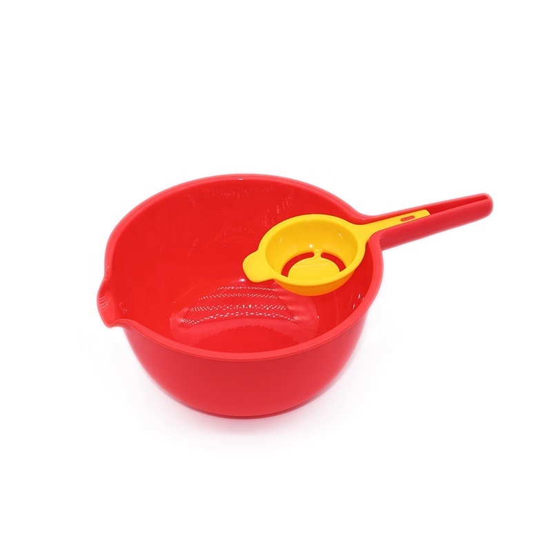 High Quality Plastic Egg Tools Mixing Bowl Flour Sieve In One Set For Baking With Good Service