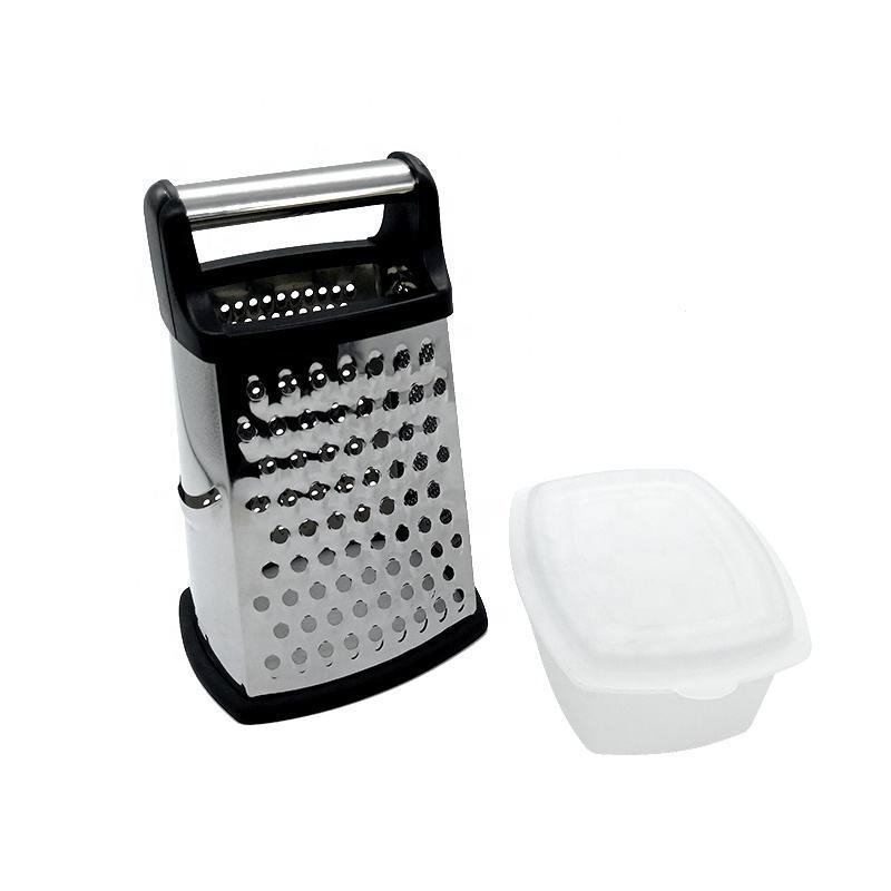 Cheese Grater Box Stainless Steel 4 Sides Cheese And Spice Graters For Vegetables Ginger Potatoes With Plastic Storage Case