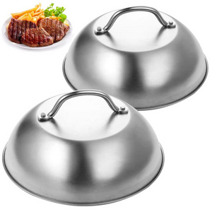 Griddle Accessories - Heavy Duty Round Basting Cover Stainless Steel Steaming Cover Restaurant Cloche Serving  Food Cover