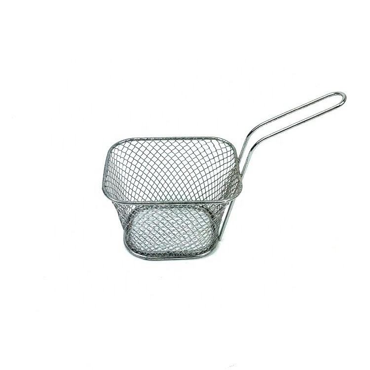 Heat-Resistant Stainless Steel Square Mini French Fry Baskets French Fries Basket for Kitchen Fried Basket