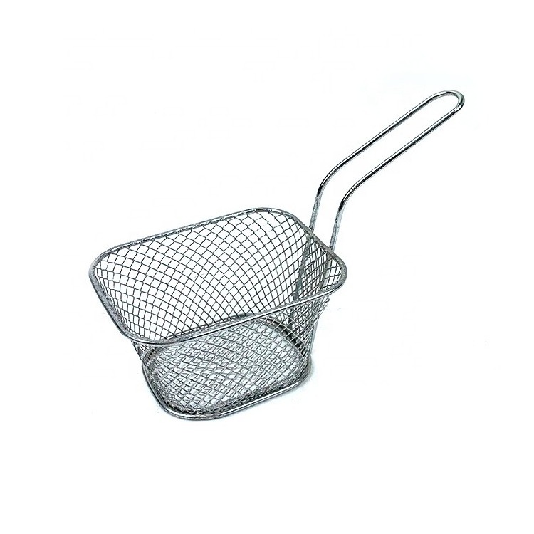 Heat-Resistant Stainless Steel Square Mini French Fry Baskets French Fries Basket for Kitchen Fried Basket