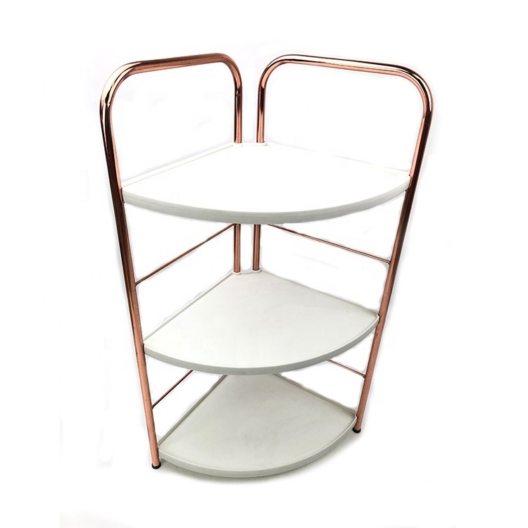 Fashion rose gold 3 tiers metal storage basket shower caddy