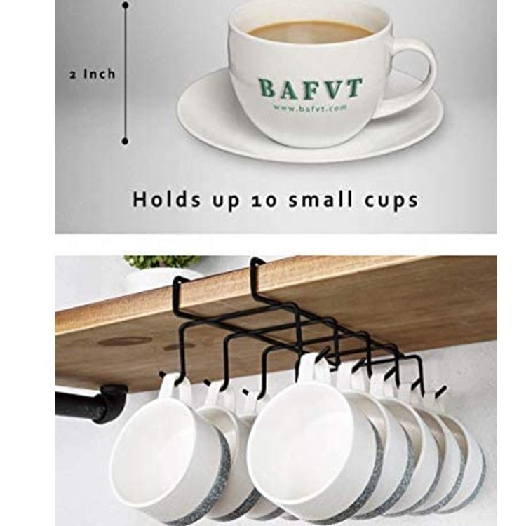 Metal 10 hooks Coffee Cup Tea Cup Mug Holder Under Shelves Mug Cup Hanger Bathroom Kitchen Organizer Hanging Rack Holder