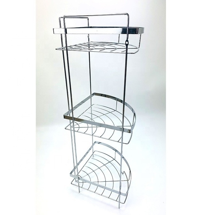 Factory Standing 3 Tier Iron Metal Bathroom Corner Shelf Kitchen multi-layer Storage Rack