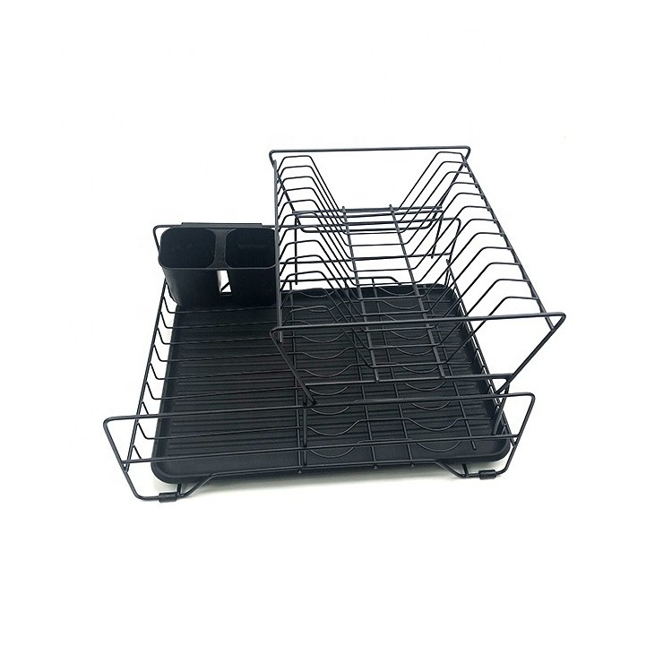 hot sale counter top double drying dish rack kitchen shelf two tiers metal wire drainer dish draining rack