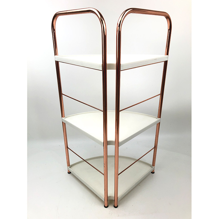 Fashion rose gold 3 tiers metal storage basket shower caddy