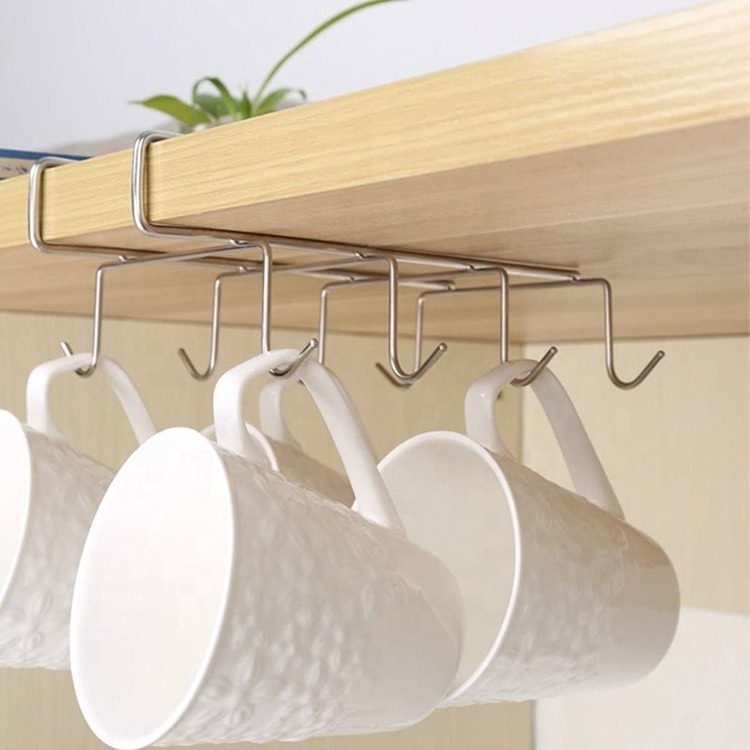 Metal 10 hooks Coffee Cup Tea Cup Mug Holder Under Shelves Mug Cup Hanger Bathroom Kitchen Organizer Hanging Rack Holder