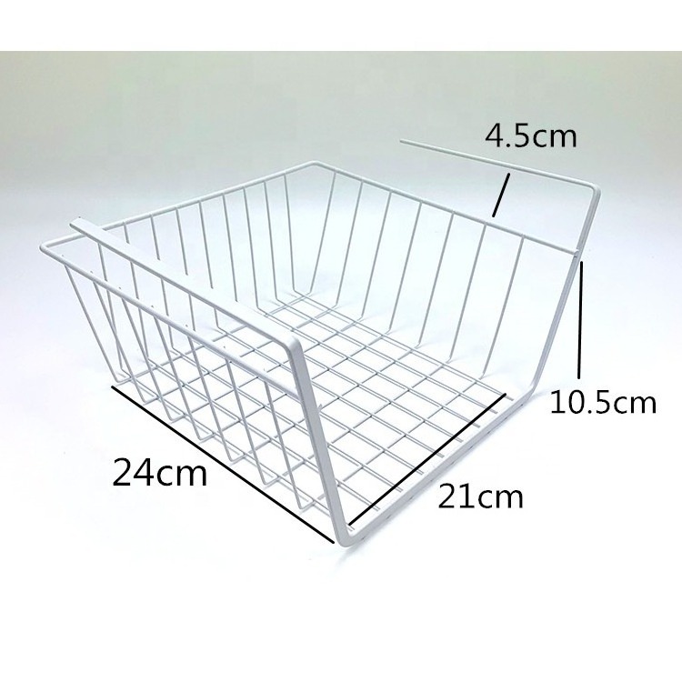 Hot sale Elegant White Mesh Wire Hanging Insert Metal Storage Baskets Under Shelf Basket for Laundry Wardrobes Bathroom Kitchen