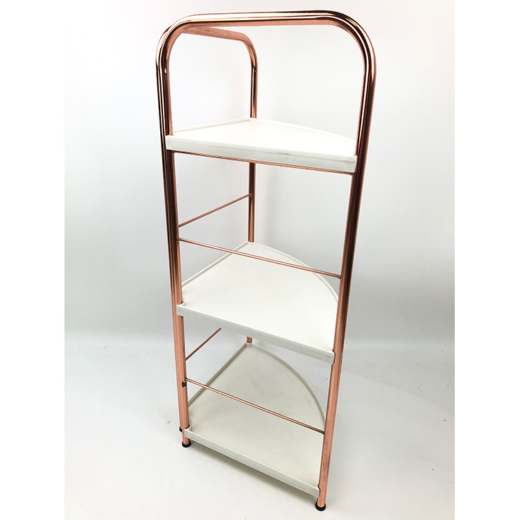 Fashion rose gold 3 tiers metal storage basket shower caddy