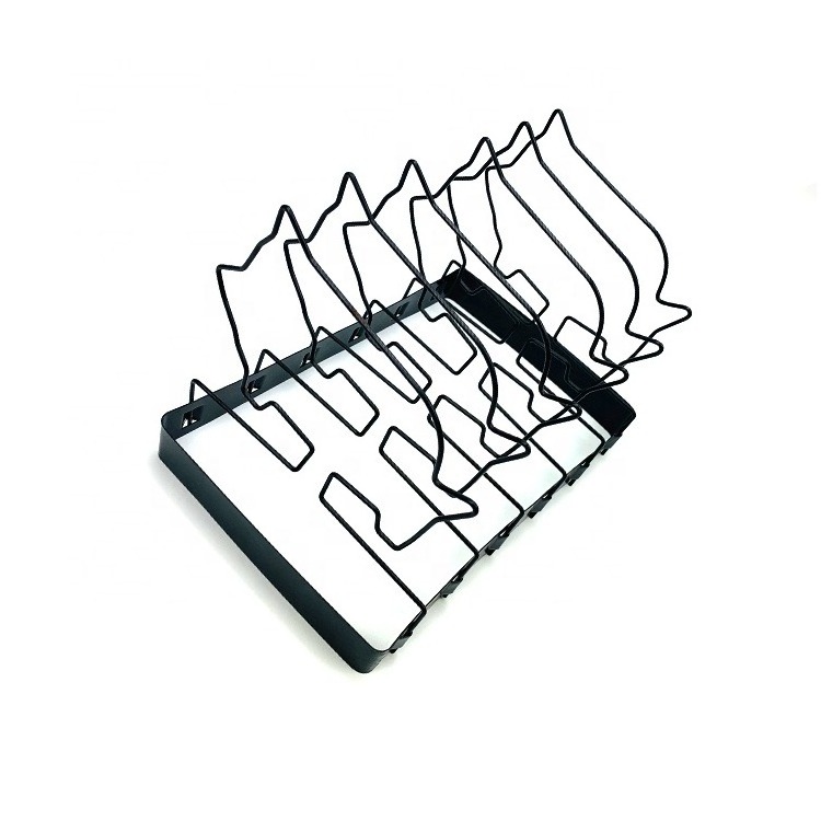 Factory Rib Rack BBQ Non-Stick Rib Holder for Grilling 5 Holds Black Grill Racks Outdoor Barbecue Accessories BBQ Grill rack