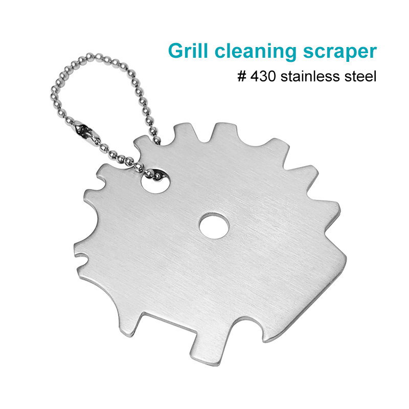 Stainless Steel Cave Tools Bristle-Free Metal Grill Griddle Scraper BBQ Grill Scraper Cleaning Tool