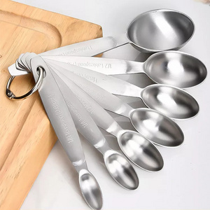 7 pcs set kitchen tool elliptical coffee scoop stainless steel  measuring spoon for Matcha Tea Milk Powder