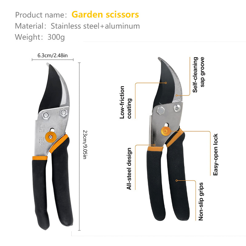 Portable Multifunctional Garden Household Bypass Scissors Steel Bypasss Branch Pruning Shears