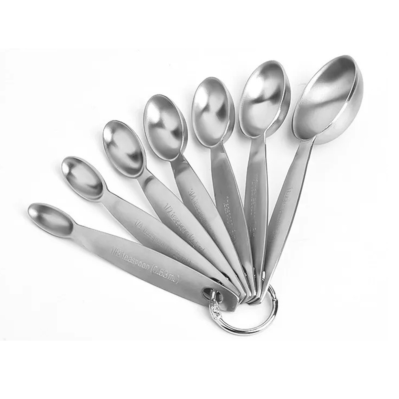 Oval Stainless Steel Measuring Spoons Set Measurements for Dry and Liquid Ingredients Set of 7