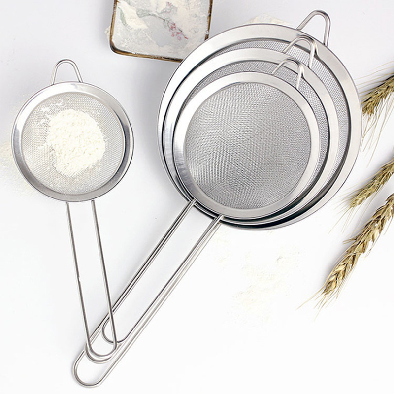 Stainless Steel Flour Sifter Sieve Tea Colander Wire Oil Filter Fine Mesh Strainers Set For Baking Basket