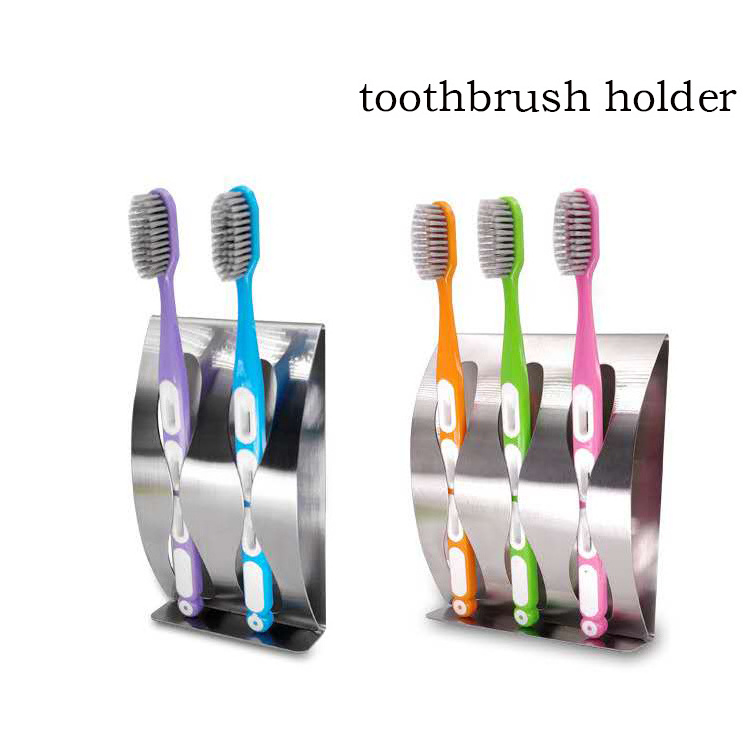 Durable Wall Mount Water-proof Stainless Steel Bathroom Toothbrush Holder with Self Adhesive 2 3 Holes