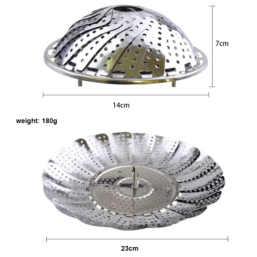 Folding Collapsible Kitchen Stainless Steel Rice Pot Vegetable Steamer Basket