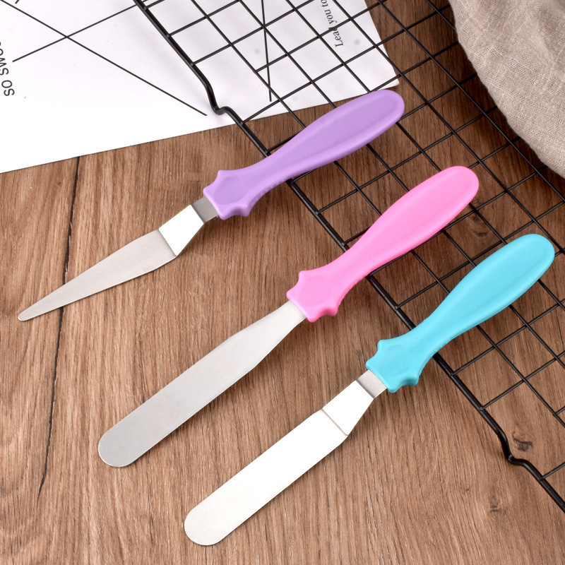 3 Pcs Cake Tools Icing Spatula Set Stainless Steel Baking Pastry Cake Icing Spatula With Plastic Handle