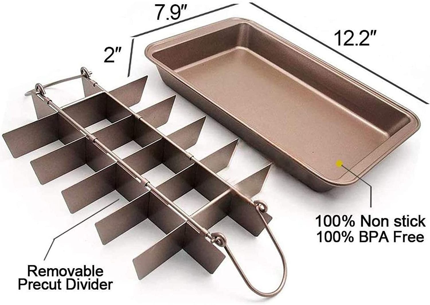 Non-Stick Brownie Baking Pan with Dividers, 18 Pre-slice Brownie Baking Tray, Muffin and Cupcake Pan for Oven Baking