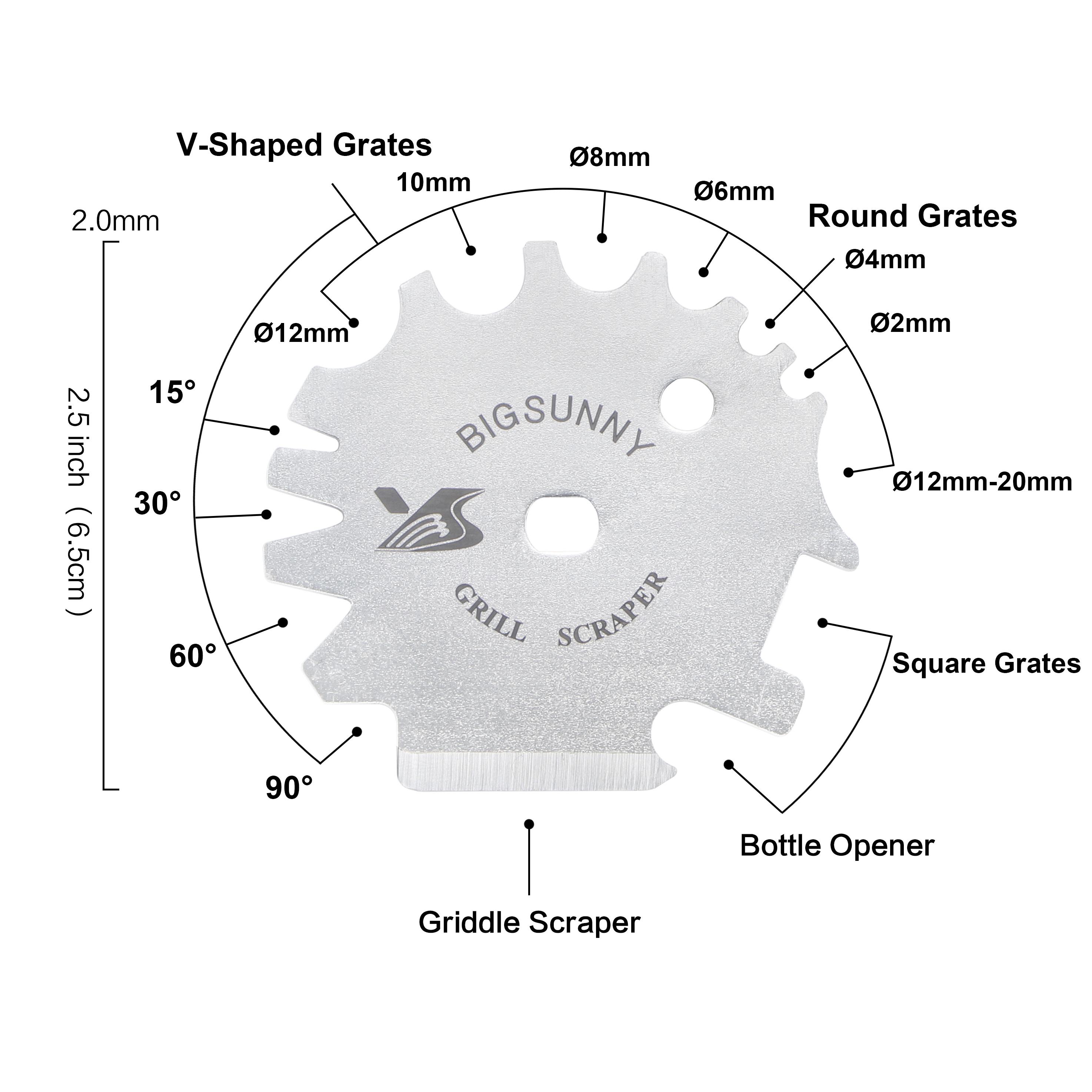 Stainless Steel BBQ Grill Scraper - Safer Than A Wire Brush for Cleaning Your Barbecue Grate - Grill Grate Cleaner