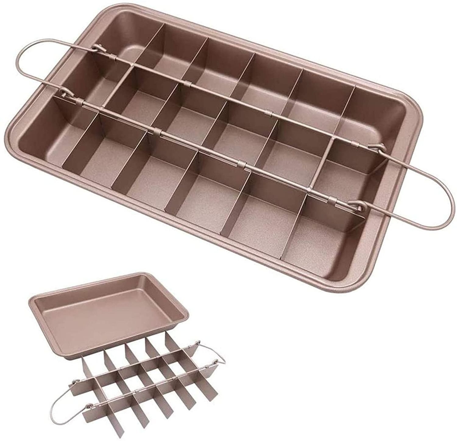 Non-Stick Brownie Baking Pan with Dividers, 18 Pre-slice Brownie Baking Tray, Muffin and Cupcake Pan for Oven Baking