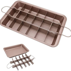 Non-Stick Brownie Baking Pan with Dividers, 18 Pre-slice Brownie Baking Tray, Muffin and Cupcake Pan for Oven Baking