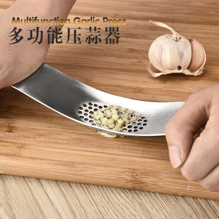 Stainless Steel Garlic Rocker with  Bottle Opener And Brush Mincer Garlic Press