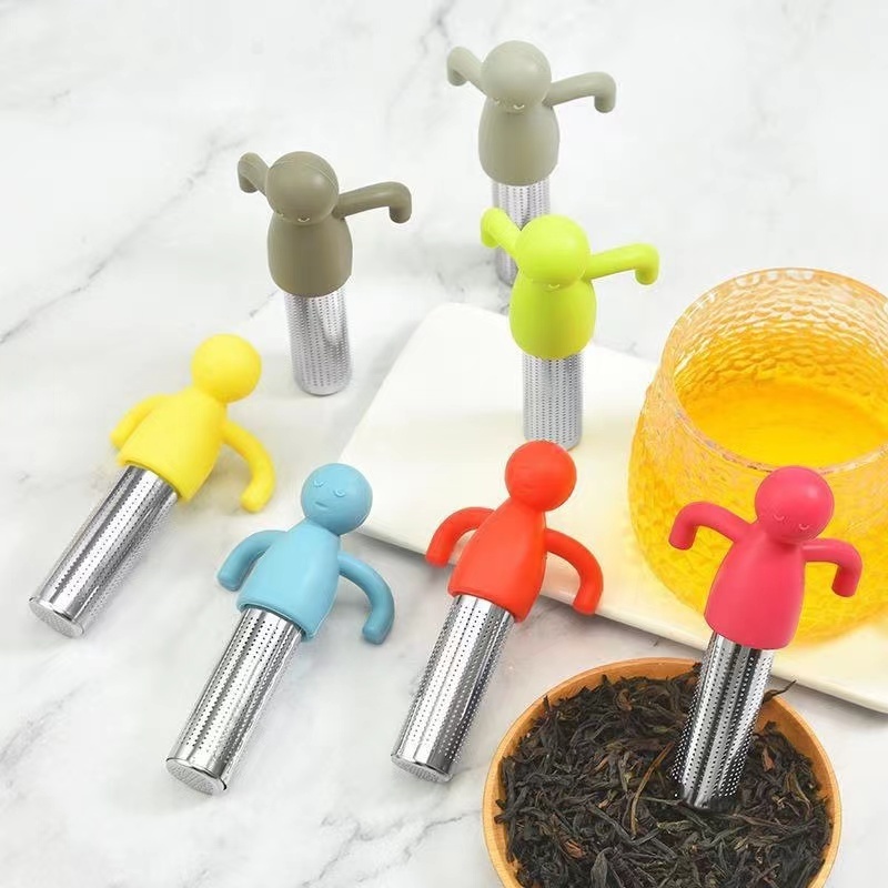 Customize  Infusor de te Silicone Handle Stainless Steel Tea Infuser Strainer, Tube Shape Loose Leaf Tea Infuser